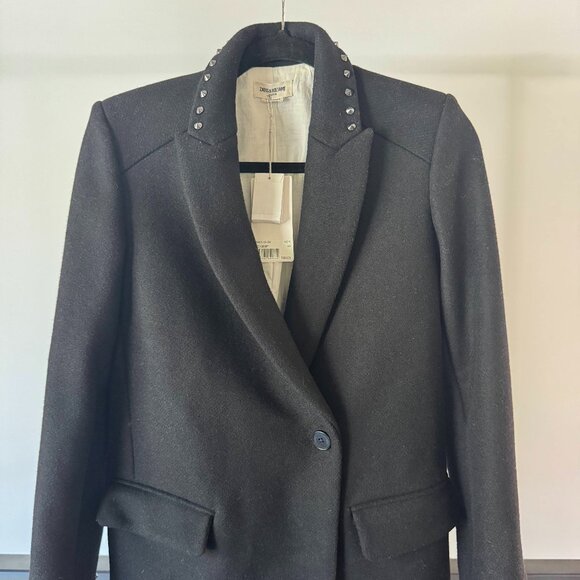 NWT Zadig & Voltaire Wool Marco Stud Coat - Picture 6 of 13